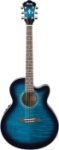 Ibanez AEL20E Acoustic-Electric Guitar with Onboard Tuner (Transparent Blue Sunburst)