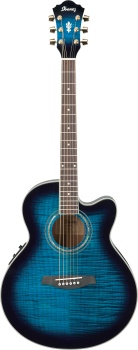Ibanez AEL20E Acoustic-Electric Guitar with Onboard Tuner (Transparent Blue Sunburst)