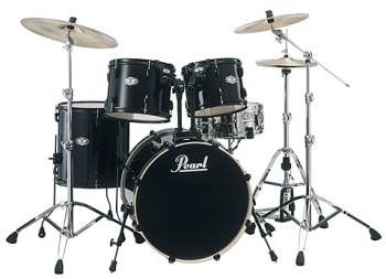 Pearl Vision 5 Piece Complete Black Drum Set (Jet Black)