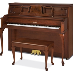 Yamaha P660 45" Upright Professional Gallery Collection Piano Queen Anne Brown Cherry