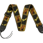 Fender Monogrammed Strap, Black/Yellow/Brown, 2"