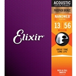 Elixir 16102 Phosphor Bronze Nanoweb Acoustic Guitar String Medium 13-56