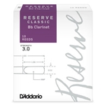 D'Addario Reserve Classic Bb Clarinet Reeds, Strength 3.0, 10-pack