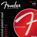 Fender Super 250 Guitar Strings, Nickel Plated Steel, Ball End, 250L Gauges .009-.042, (6)