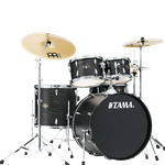 TAMA Imperialstar 5 Piece Complete Kit with Meinl HCS cymbals Black Oak Wrap