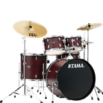 TAMA Imperialstar 5 Piece Complete Kit with Meinl HCS cymbals Burgundy Walnut Wrap