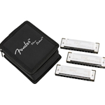 Fender Blues Deluxe Harmonica, Pack of 3, with Case