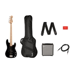 Squier Affinity Series Precision Bass PJ Pack, Maple Fingerboard, Black, Gig Bag, Rumble 15