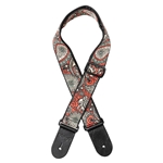 Woven Nylon Guitar Strap With Red Paisley Pattern