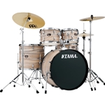 Tama Imperialstar 5PC Complete Drum Set With Meinl Cymbals Natural Zebrawood Wrap