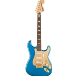 Squier 40th Anniversary Stratocaster, Gold Edition, Laurel Fingerboard, Gold Anodized Pickguard, Lake Placid Blue Electric Guitar