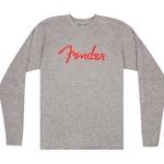 Fender Spaghetti Logo L/S T-Shirt, Heather Gray, L