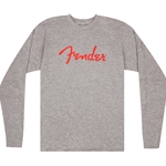 Fender Spaghetti Logo L/S T-Shirt, Heather Gray, M