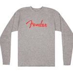 Fender Spaghetti Logo L/S T-Shirt, Heather Gray, XXL