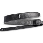 Taylor Strap,Black Leather,Suede Back,2.5" Black Leather,Silver Logo