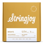Stringjoy Brights Light Gauge (12-54) 80/20 Bronze Acoustic Guitar Strings