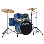 Sonor AQX Studio 5 Piece Complete Drum Set Blue Ocean Sparkle