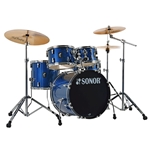 Sonor AQX Studio 5 Piece Complete Drum Set Blue Ocean Sparkle With Cymbals