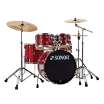 Sonor AQX Studio 5 Piece Complete Drum Set Red Moon Sparkle With Cymbals