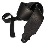 Franklin 3" Black Leather/Black Stitch/Leatherette Backing Guitar Strap
