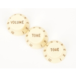 Fender Stratocaster Knobs, Aged White (Volume, Tone, Tone) (3)