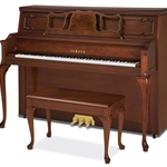 Yamaha P660 45" Upright Professional Gallery Collection Piano Queen Anne Brown Cherry