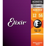Elixir 11077 80/20 Bronze Nanoweb Acoustic Guitar String 12-56