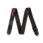 Fender 2" Black Poly Strap w/ Red Fender Logo