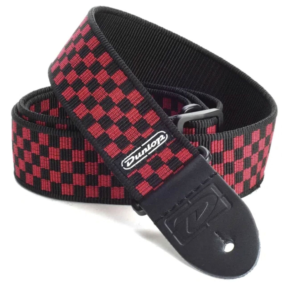 red and black guitar strap