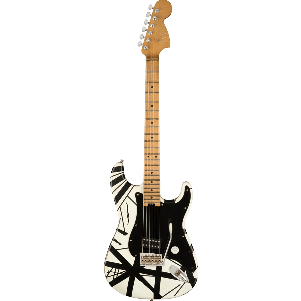 EVH Striped Series '78 Eruption, Maple Fingerboard, White with Black