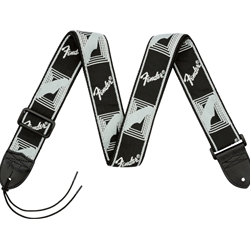 Fender Monogrammed Strap, Black/Light Grey/Dark Grey, 2"