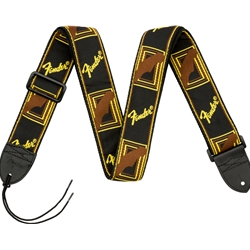 Fender Monogrammed Strap, Black/Yellow/Brown, 2"