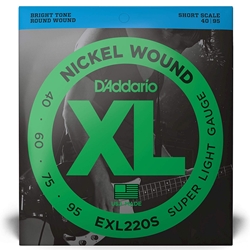 D'Addario EXL220S Super Short Scale Bass Strings Light 40-95