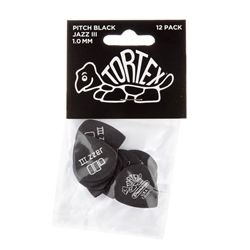 Dunlop Tortex Pitch Black Jazz III Picks 1.0MM 12 Pack 482-100