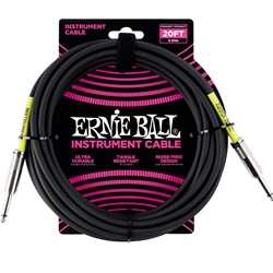 Ernie Ball 20' Straight Straight Instrument Cable Black