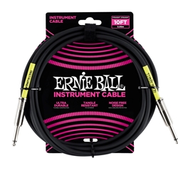 Ernie Ball 10' Straight Straight Instrument Cable Black