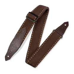 Levy 2" Heavy-weight Cotton Guitar Strap With Contrasting Woven Border, Cowboy Boot Design Embossed