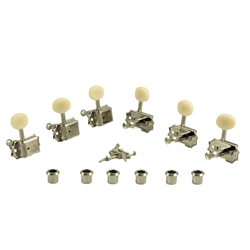 Kluson SD9005MNP Plastic Button Tuners, 3 Per Side, Gibson Style, Nickel/White