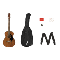 Fender CC-60s Concert Pack V2, All-Mahogany Acoustic Guitar
