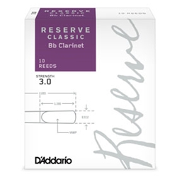 D'Addario Reserve Classic Bb Clarinet Reeds, Strength 3.0, 10-pack