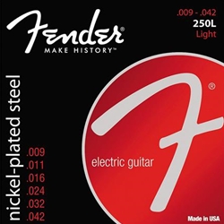 Fender Super 250 Guitar Strings, Nickel Plated Steel, Ball End, 250L Gauges .009-.042, (6)