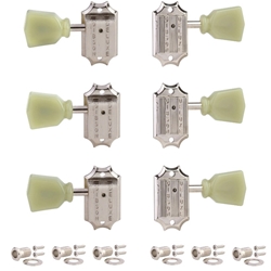 Gibson Deluxe Green Key Tuner Set, Vintage Nickel