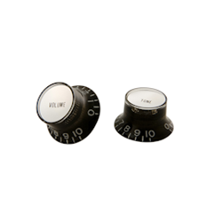 Gibson Top Hat Knobs, Black with Silver Inserts, 4 pack