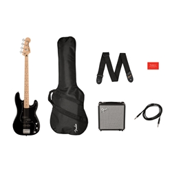 Squier Affinity Series Precision Bass PJ Pack Black Gig Bag Rumble 15