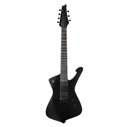 Ibanez ICTB721 Iron Label Iceman 7-String Electric Guitar, Black Flat