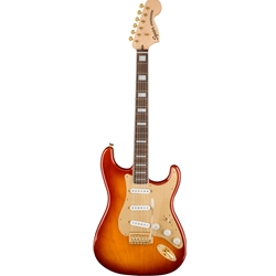 Squier 40th Anniversary Stratocaster, Gold Edition, Laurel Fingerboard, Gold Anodized Pickguard, Sienna Sunburst Electric Guitar