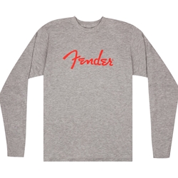 Fender Spaghetti Logo L/S T-Shirt, Heather Gray, M