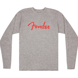 Fender Spaghetti Logo L/S T-Shirt, Heather Gray, XXL