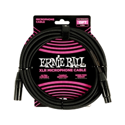 Ernie Ball 15' Braided Male Female XLR Microphone Cable Black