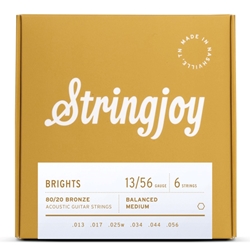 Stringjoy Brights Medium Gauge (13-56) 80/20 Bronze Acoustic Guitar Strings